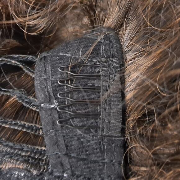 Curly Wig Bouncy Synthetic Women Ombre Blonde Brown Adjustable Combs - Picture 3 of 8